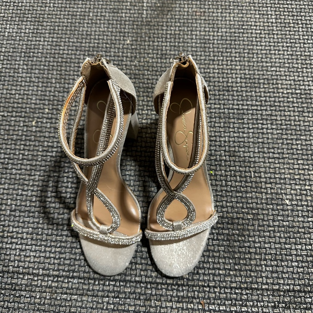 Jessica Simpson Glittering Silver Heels